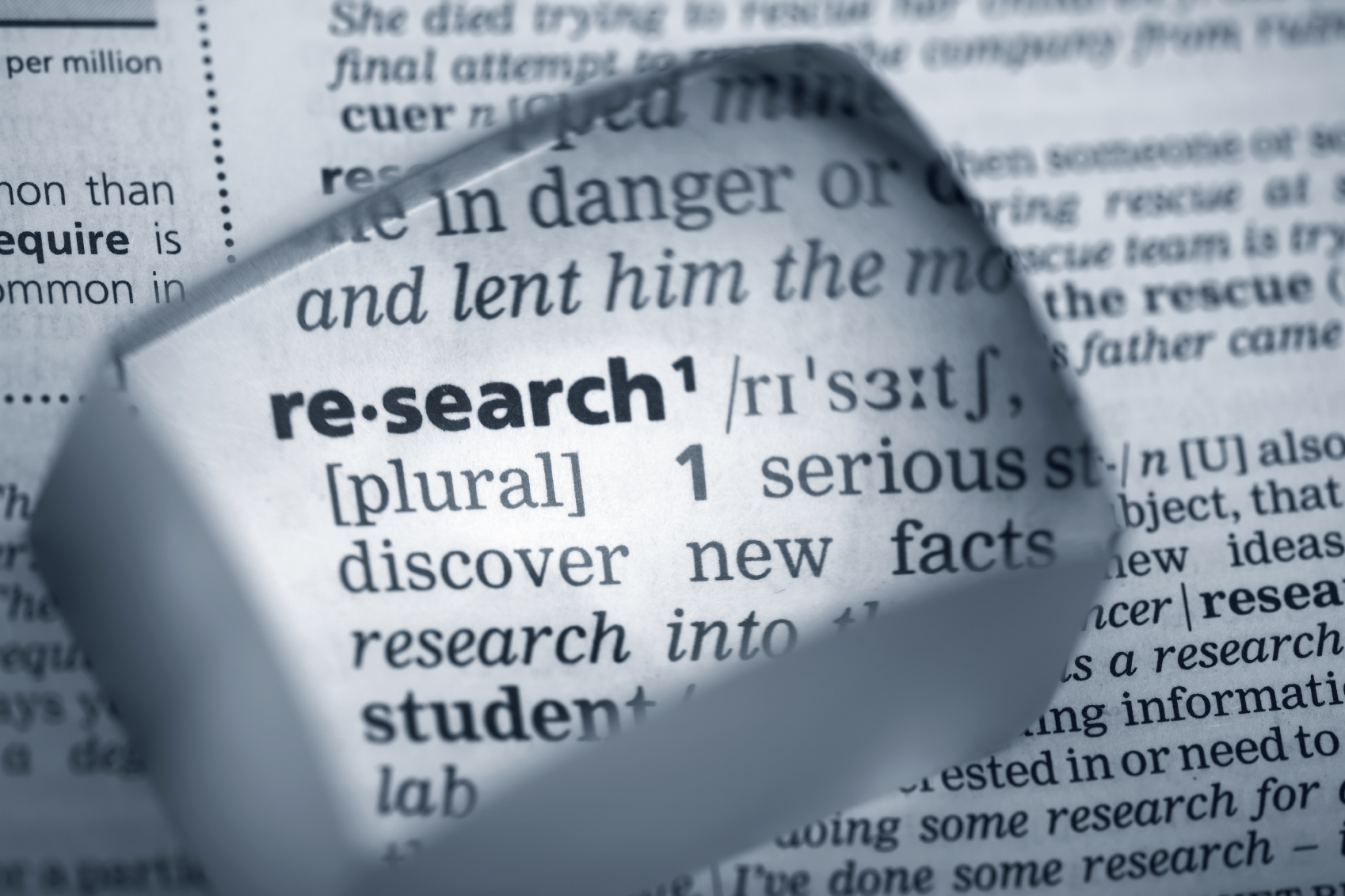 the word research magnified