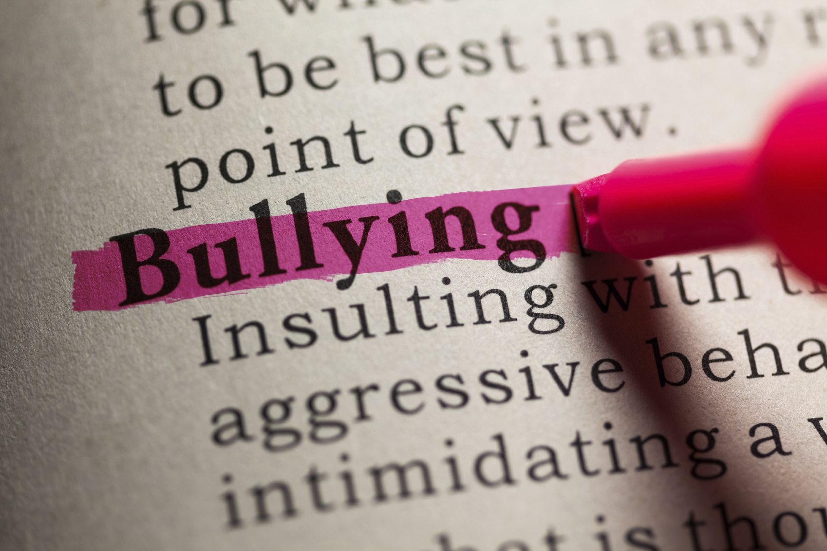 the word bullying highlighted